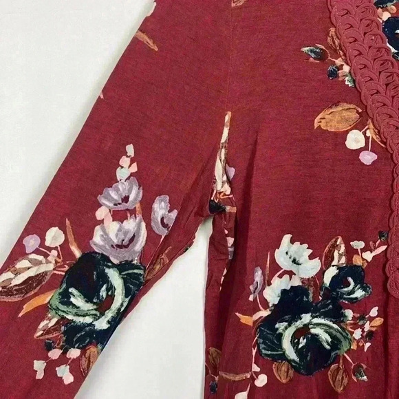 Daniel Rainn Womens Elura Top Rust S Floral Vneck Lace Knit Boho Versatile NWOT - Picture 4 of 12